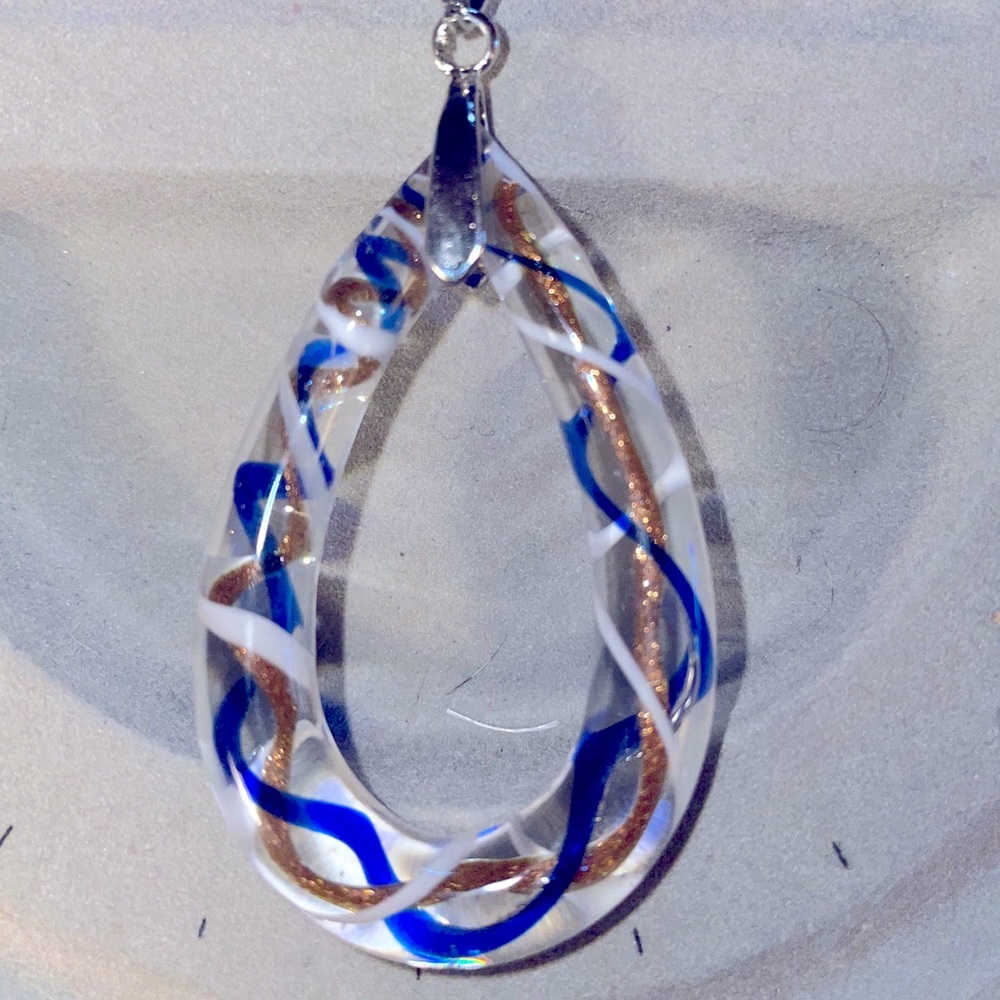 Unique Glass Pendant on Ribbon Necklace